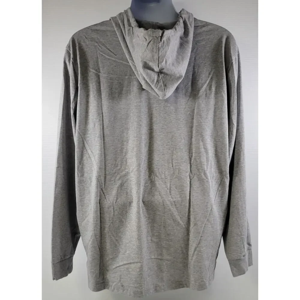 QQ) Adidas Men Logo Gray Hooded Pullover Sweatshirt Hoodie Top 2XL